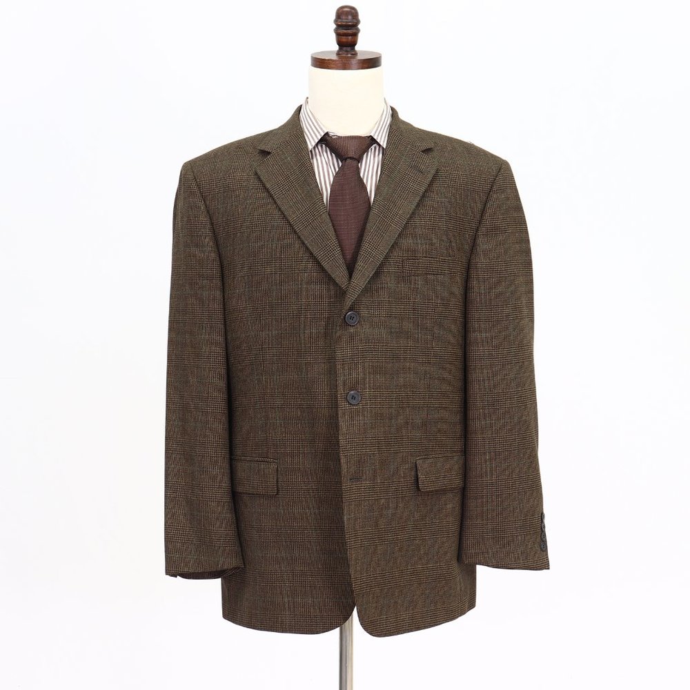 Andrew Fezza 46r Brown Check 3-Button Sport Coat Blazer Jacket B629